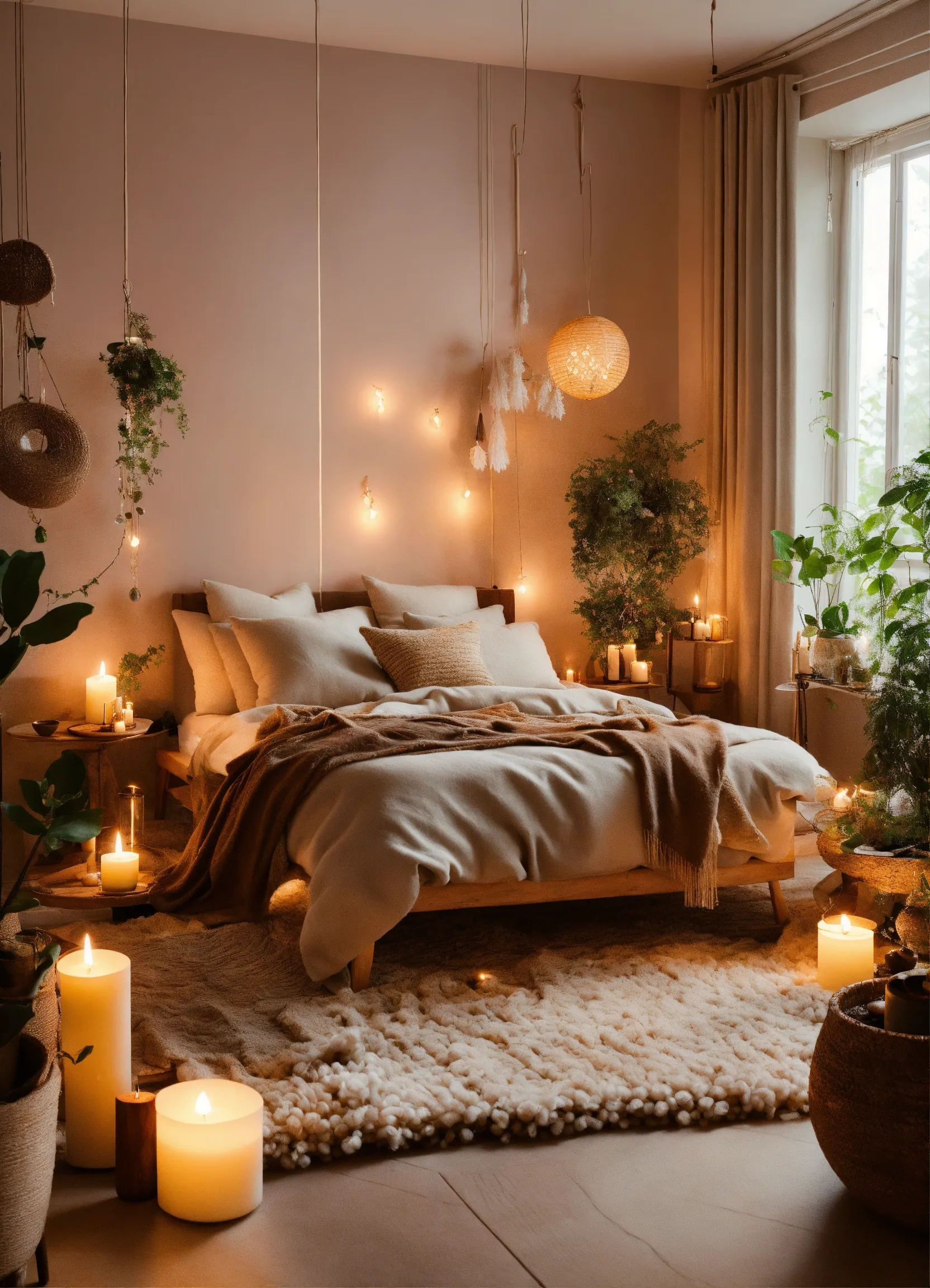 Folding screen creating a private meditation area