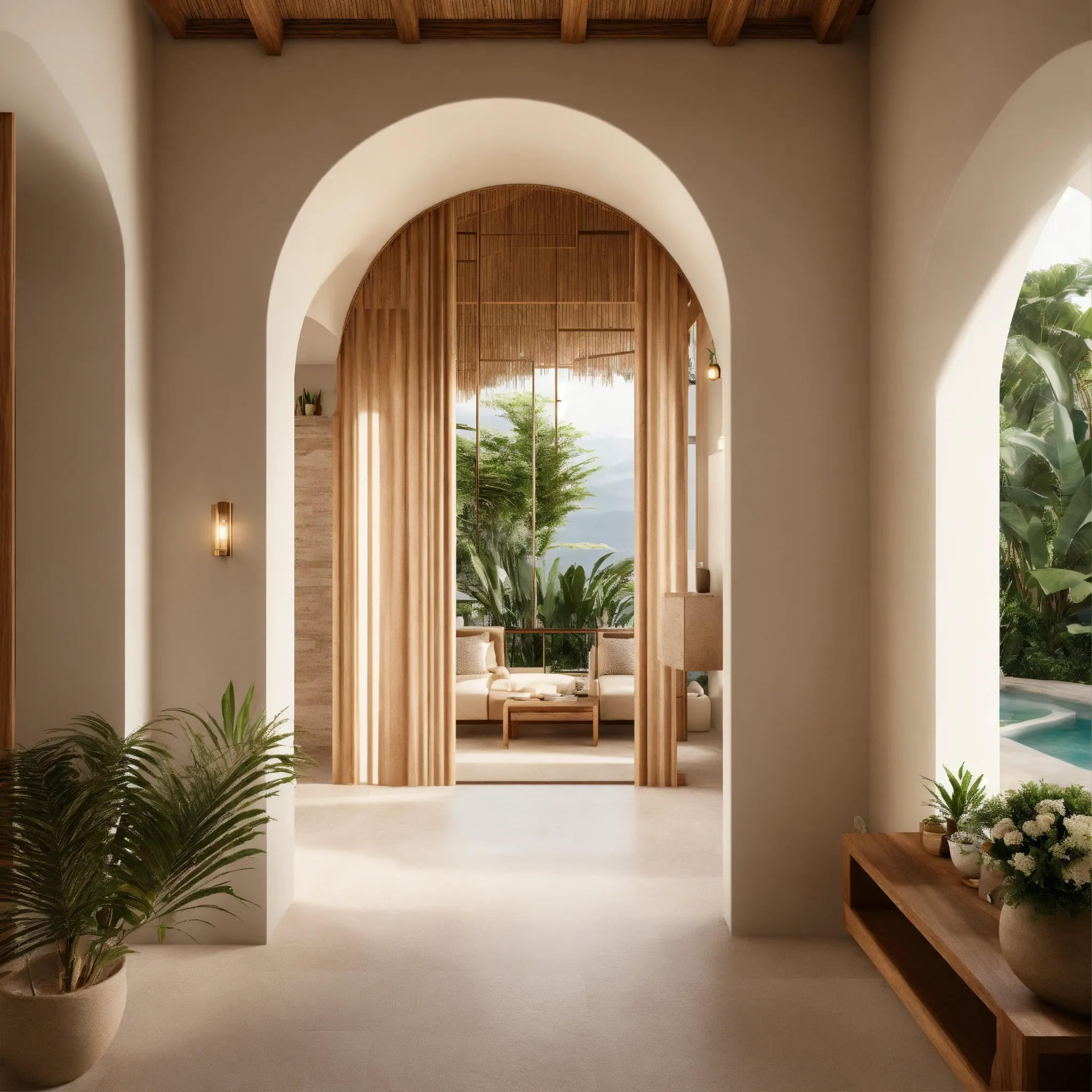 Enclosed canopy corner creating a private space